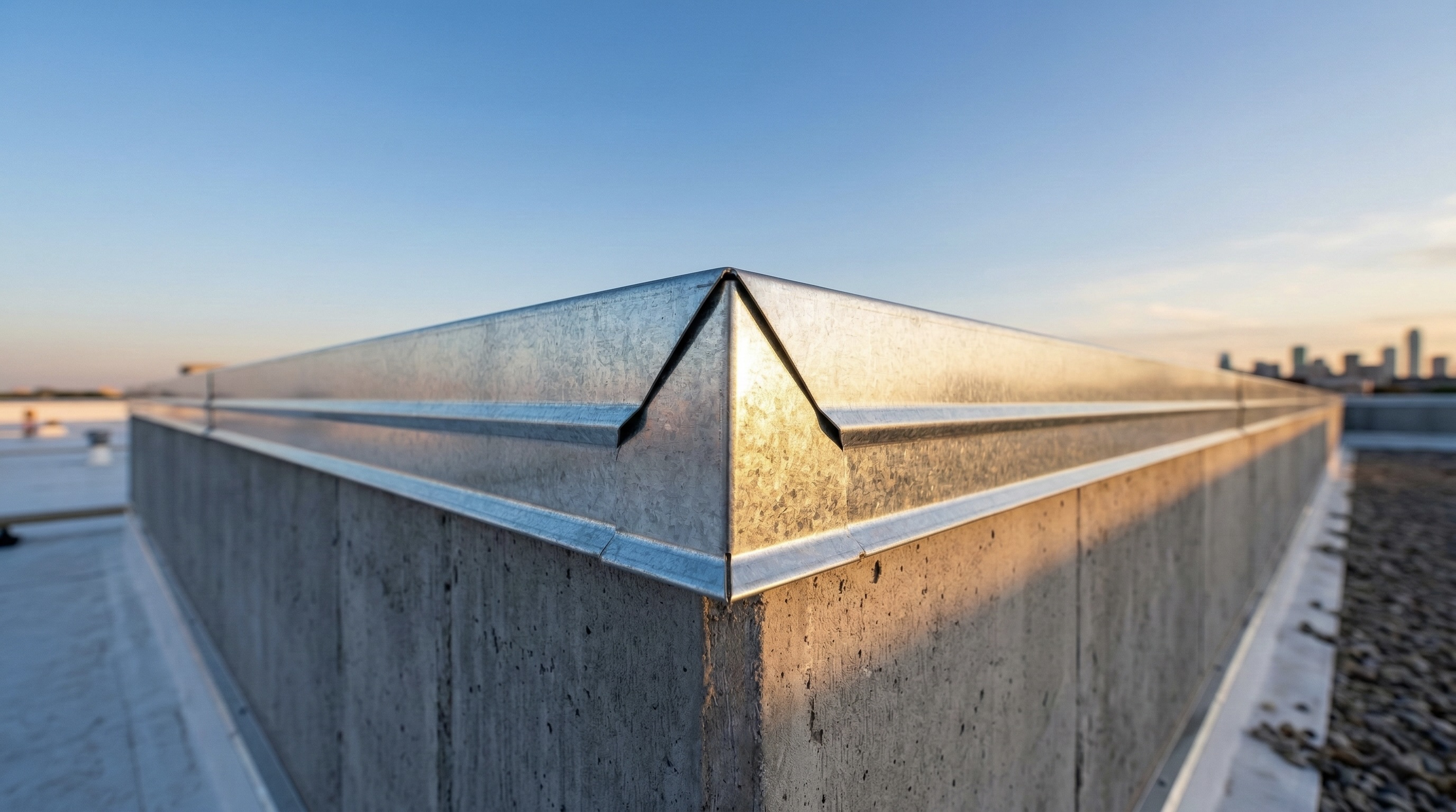 Custom galvanized steel coping cap for commercial parapet wall edge protection