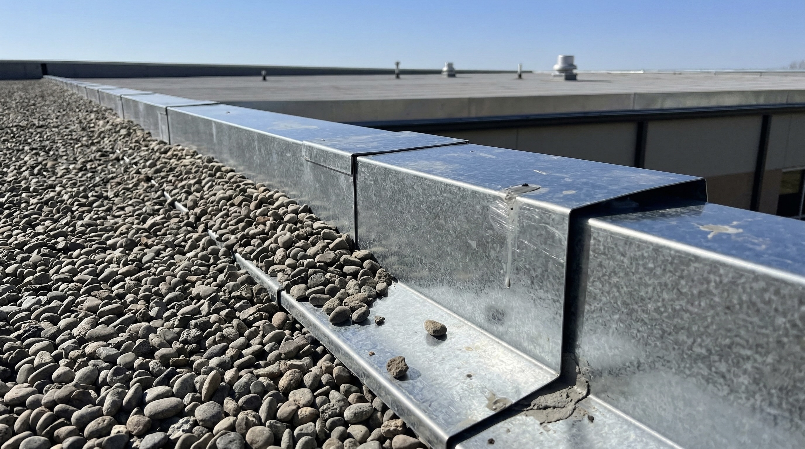 Galvanized steel gravel stop edge termination for commercial built-up roofing